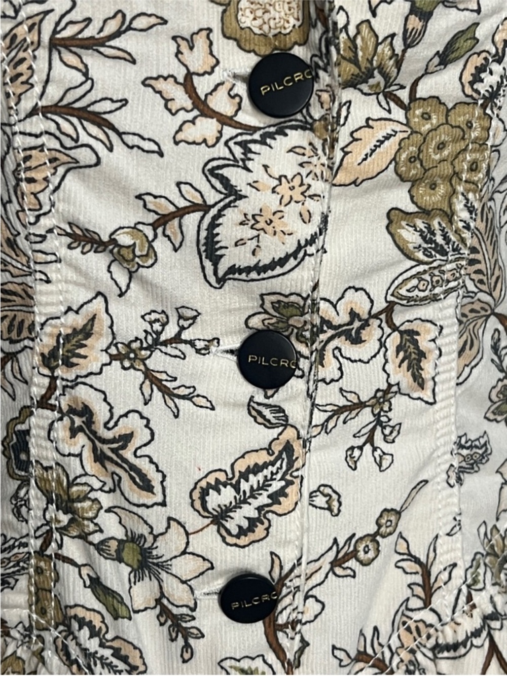 Floral Button-Front Midi Dress in Cream and Brown - Picture 11 of 14